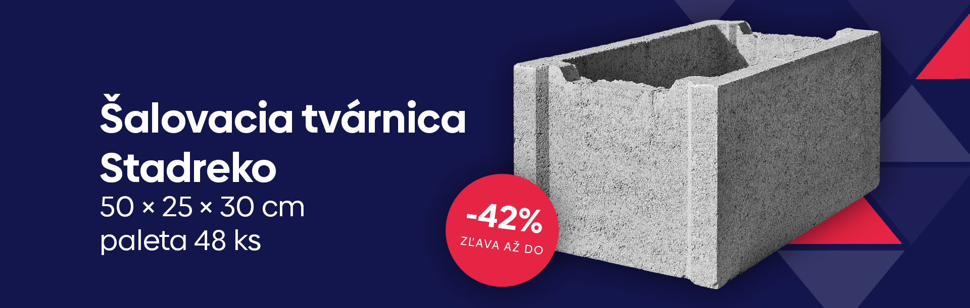 Šalovacia tvárnica Stadreko 50 × 25 × 30 cm, paleta 48 ks